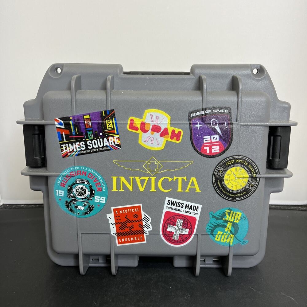Invicta 3 SLOT Impact Watch Case Storage Collector Dive WaterProof DC8PATCH Grey